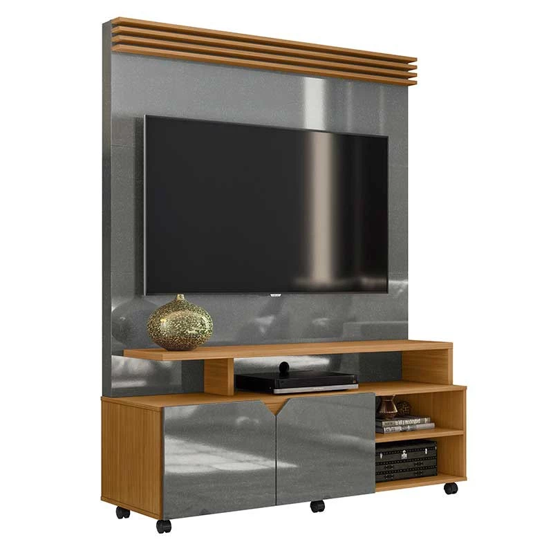 Estante Home Sala Pequeno 136cm Para TV 55 Pol Berlim Lukaliam Cinza/Tauari