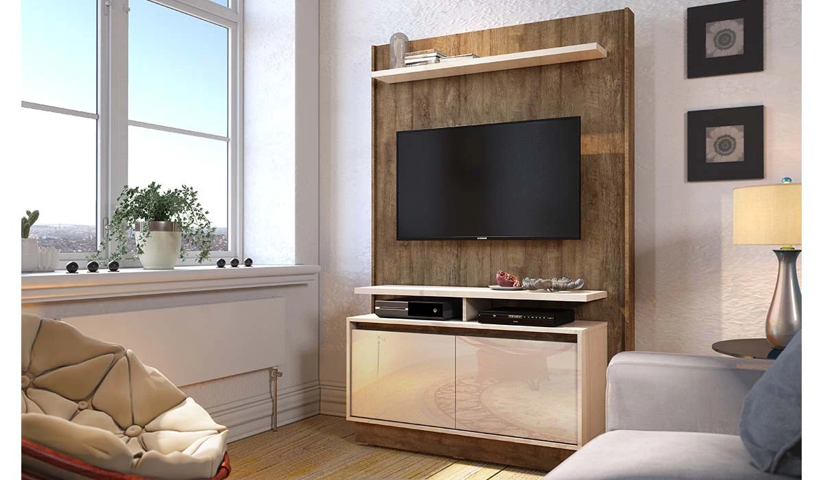Estante Home Para TV 42 Polegadas Fit 1.2 Imcal Madeira/Off White