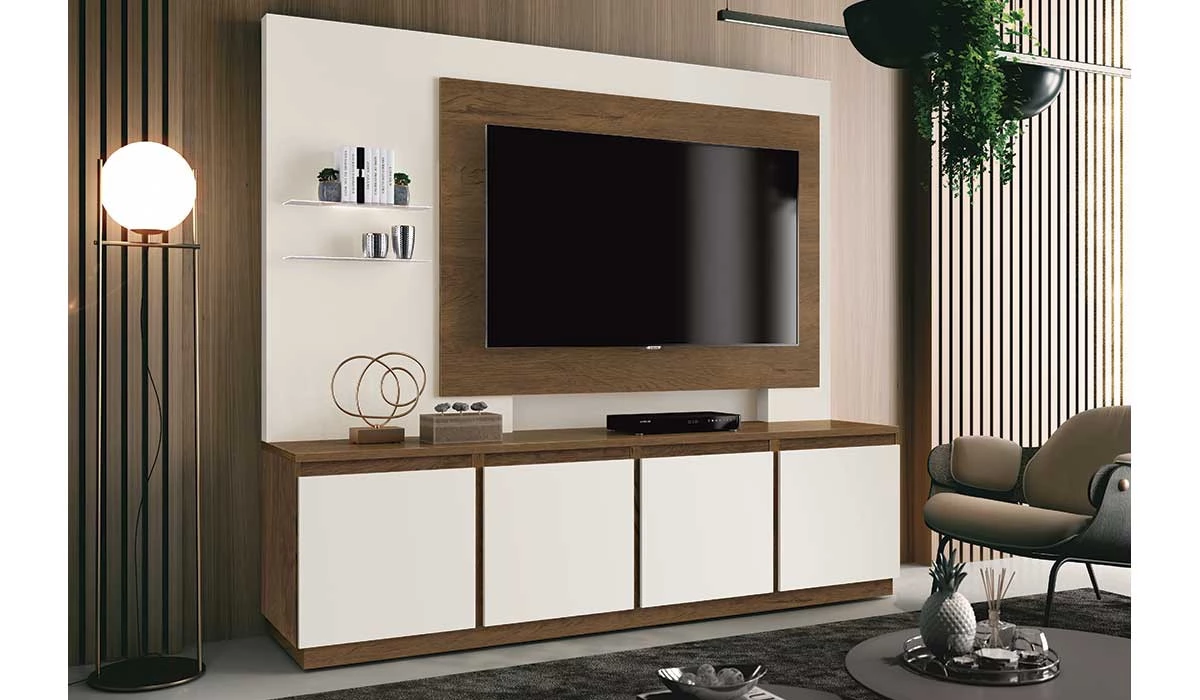 Estante Home Para TV até 55 Luz EDN Off White/Naturale