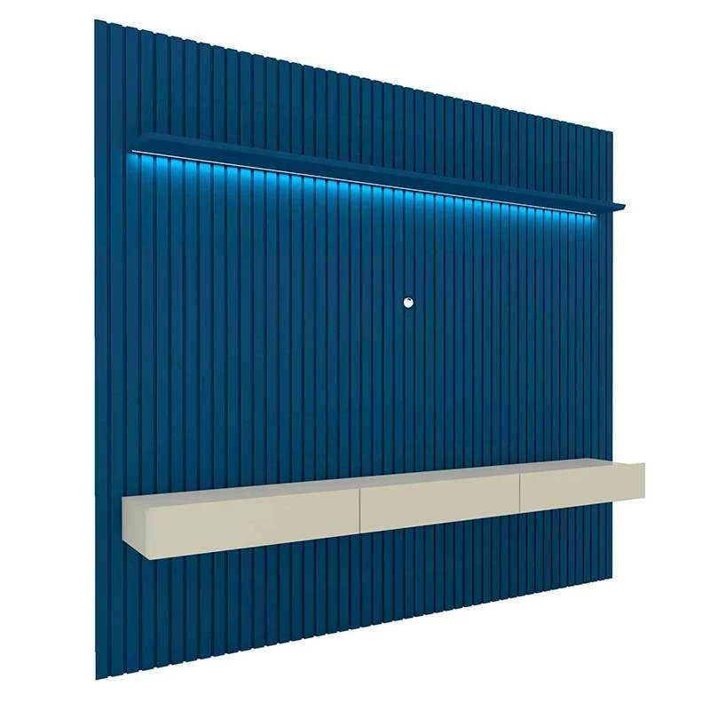 Home Ripado Para TV 85 Polegadas Com LED 230x250 Nobre Gelius Azul/Off White