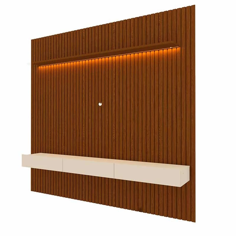 Home Ripado Para TV 85 Polegadas Com LED 230x250 Nobre Gelius Castanho/Off White