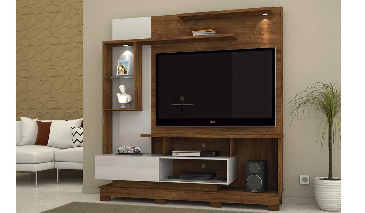 Estante Home Para TV 60 Oregon 1.8 Mirarack Canela/Off White