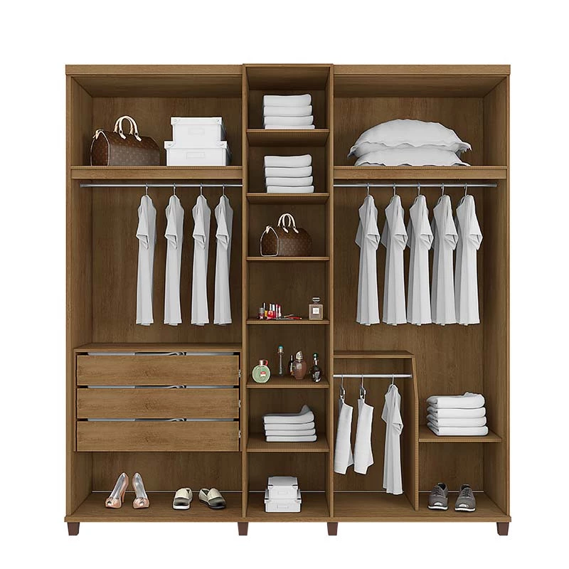 Guarda Roupa Com Espelho 5 Portas 228cm Munique RV Móveis Cinamomo/Off White