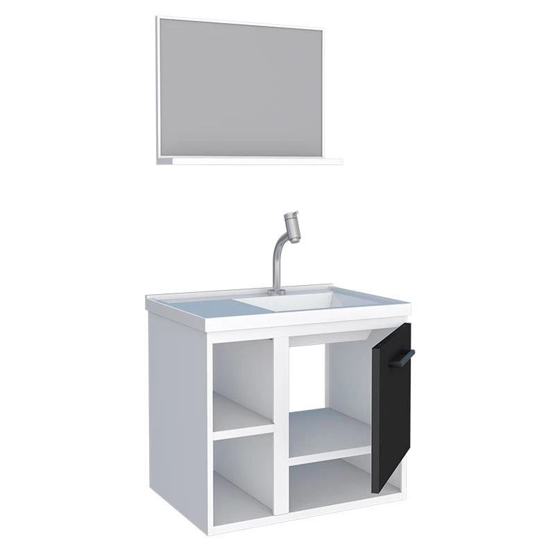 Conjunto Para Banheiro Aço Gabinete e Espelho Lichia 60 Cozimax Branco/Preto