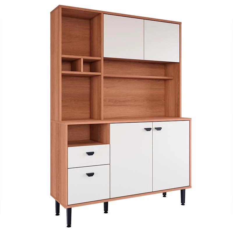 Kit Cozinha Compacta Completa 120x180cm 4 Portas 2 Gavetas Agata 1.2 Lukaliam Jequitiba/Areia