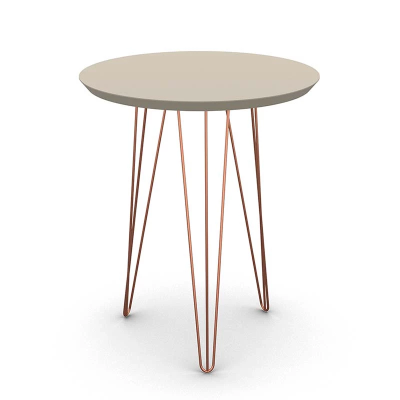 Mesa de Apoio Redonda Pés de Ferro 53 x 53 x 62 Evolution Patrimar Off White
