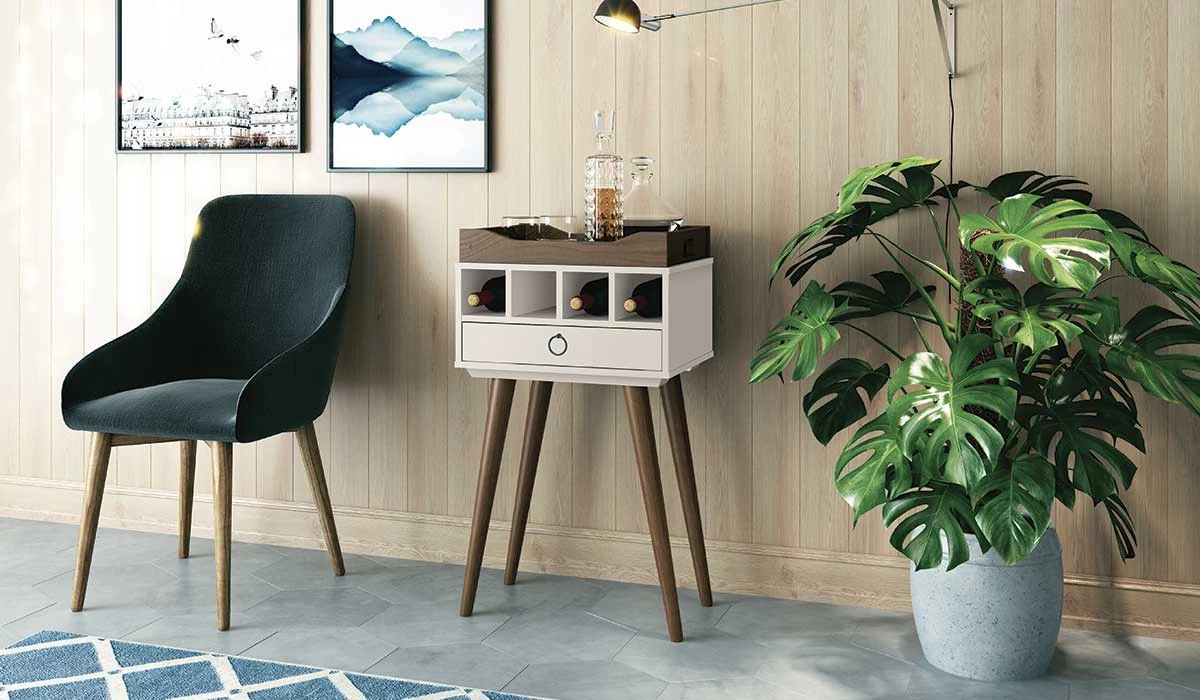 Mesa Lateral Bar com Bandeja Martini EDN Off White