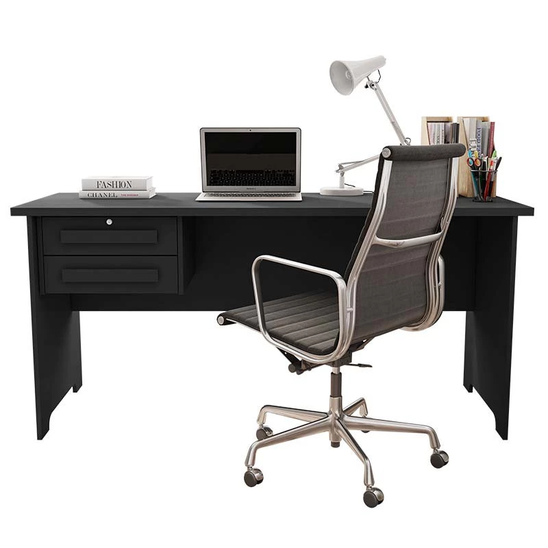Escrivaninha Mesa Escritório 160cm 2 Gavetas Cannes RV Móveis Preto