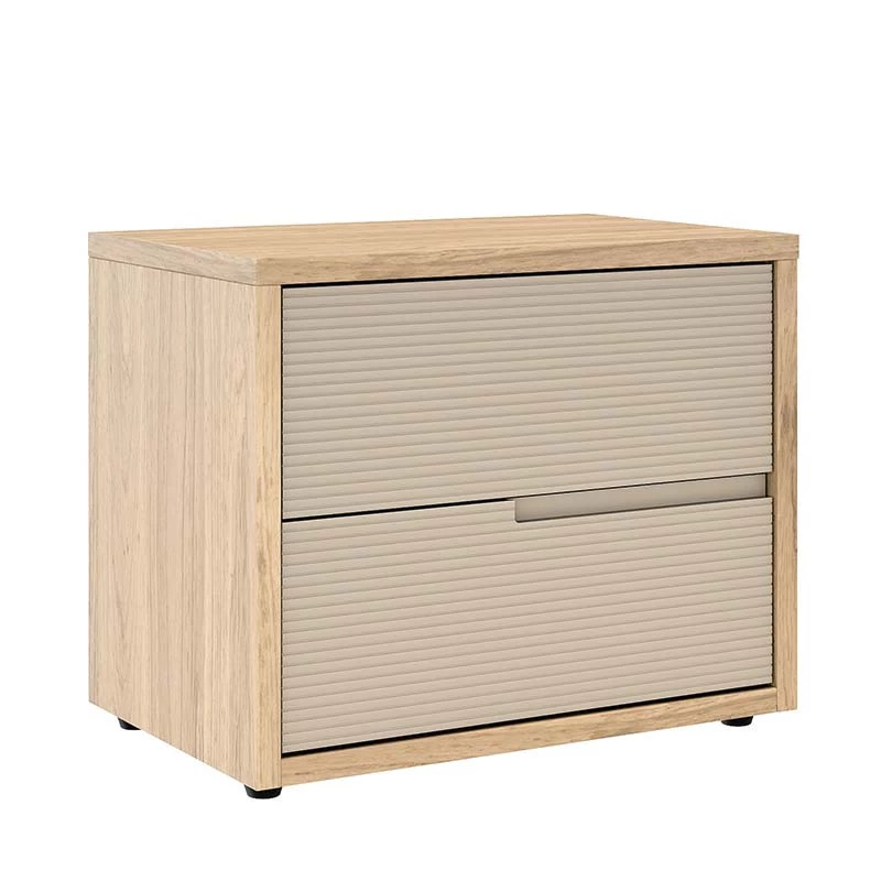 Mesa de Cabeceira 2 Gavetas Cava 100% MDF Concept Robel Hanover/Fendi Frisado