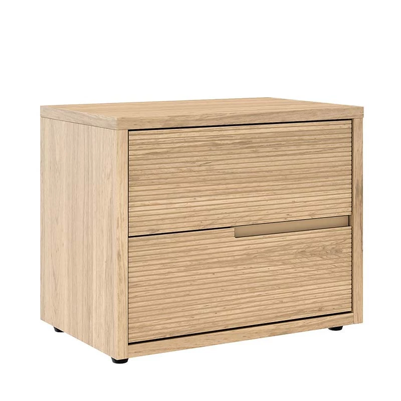 Mesa de Cabeceira 2 Gavetas Cava 100% MDF Concept Robel Hanover Frisado
