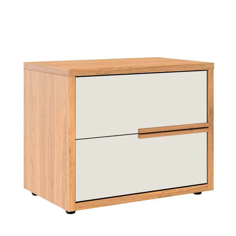 Mesa de Cabeceira 2 Gavetas Puxadores 100% MDF Concept Robel Freijo/Off White Liso