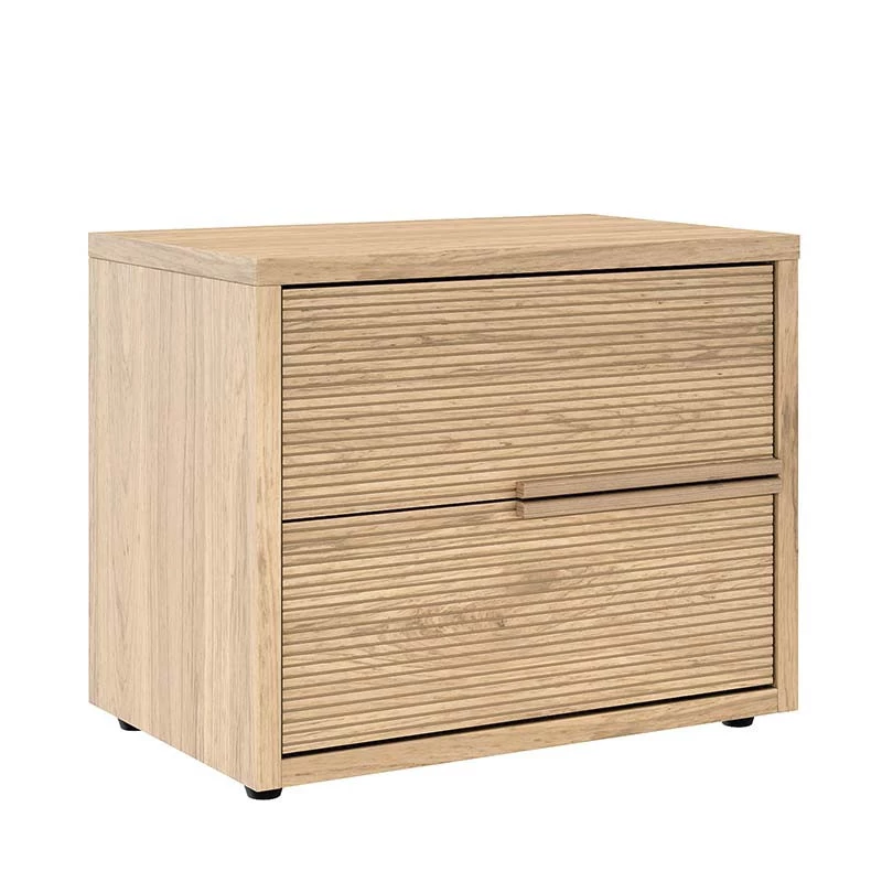 Mesa de Cabeceira 2 Gavetas Puxadores 100% MDF Concept Robel Hanover Frisado