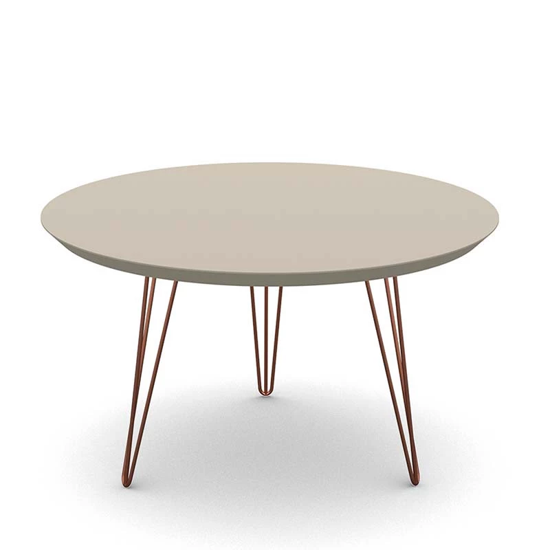 Mesa de Centro Redonda Pés de Ferro 67 x 67 x 38 Evolution Patrimar Off White
