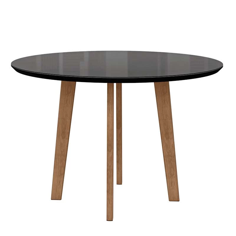 Mesa de Jantar Redonda Tampo Vidro 108x108 Pés Oblongo Turmalina RV Móveis Preto