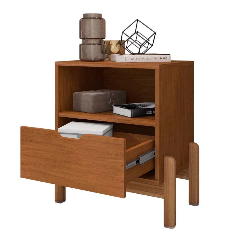 Mesa de Cabeceira 1 Gaveta 1 Nicho 52cm x 58cm Antares Casa D Cedro