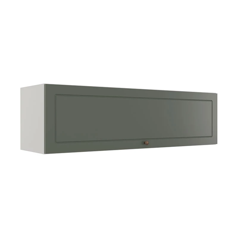 Módulo Armário Aéreo 120cm 1 Porta Basculante 100% MDF Cozinha Provence Robel Branco/Salvia Matte