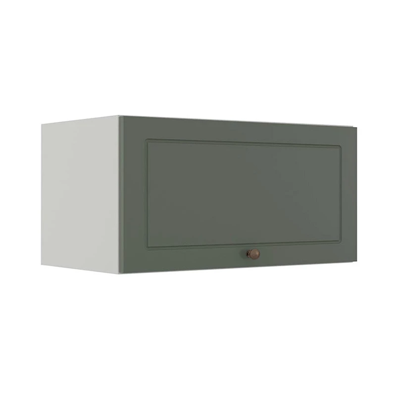 Módulo Armário Aéreo 70cm 1 Porta Basculante 100% MDF Cozinha Provence Robel Branco/Salvia Matte