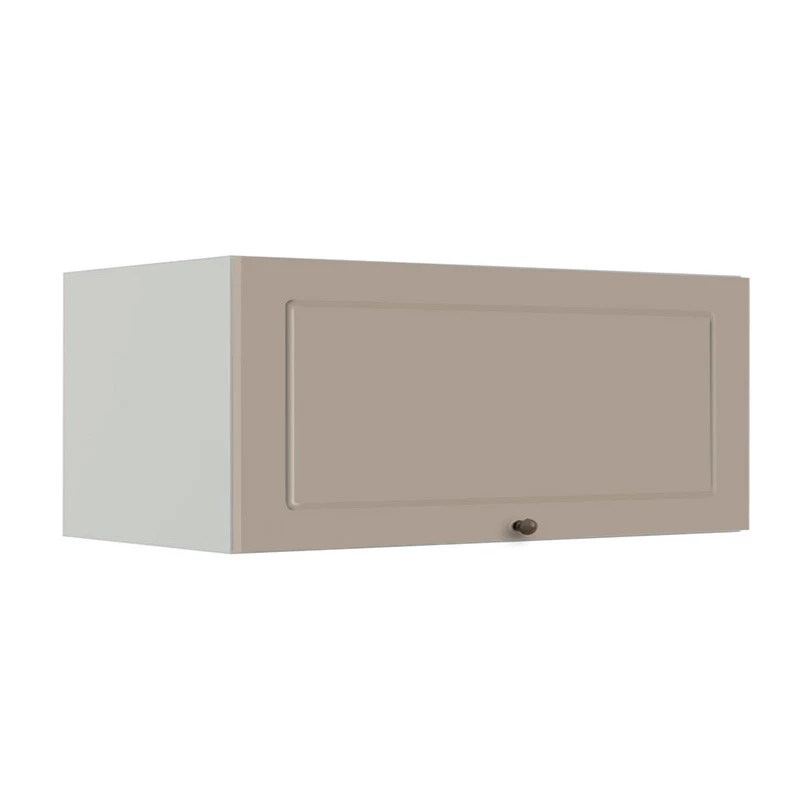 Módulo Armário Aéreo 80cm 1 Porta Basculante 100% MDF Cozinha Provence Robel Branco/Fendi Matte