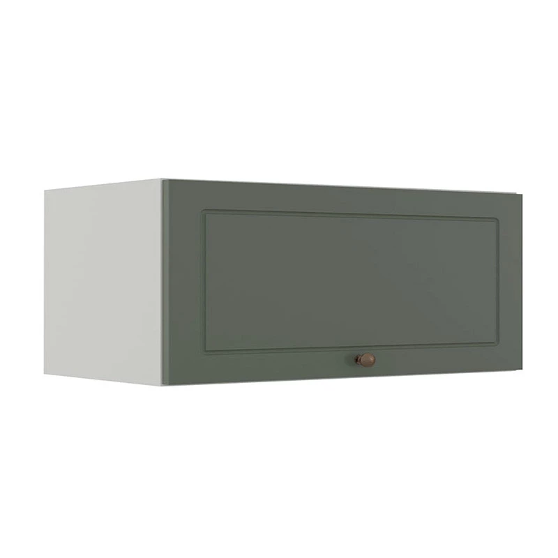 Módulo Armário Aéreo 80cm 1 Porta Basculante 100% MDF Cozinha Provence Robel Branco/Salvia Matte