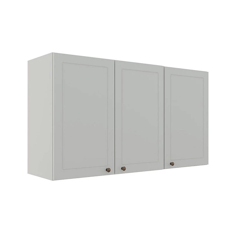 Módulo Armário Aéreo 68x120x34cm 3 Portas 100% MDF Cozinha Provence Robel Branco/Branco Matte