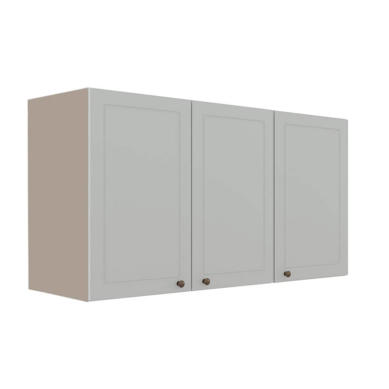 Módulo Armário Aéreo 68x120x56cm 3 Portas 100% MDF Cozinha Provence Robel Fendi/Branco Matte