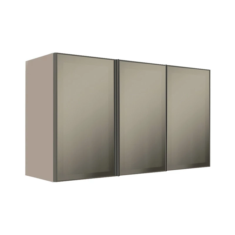 Módulo Armário Aéreo 68x120x34cm 3 Portas Vidro Reflecta Cozinha Modulada Robel Fendi