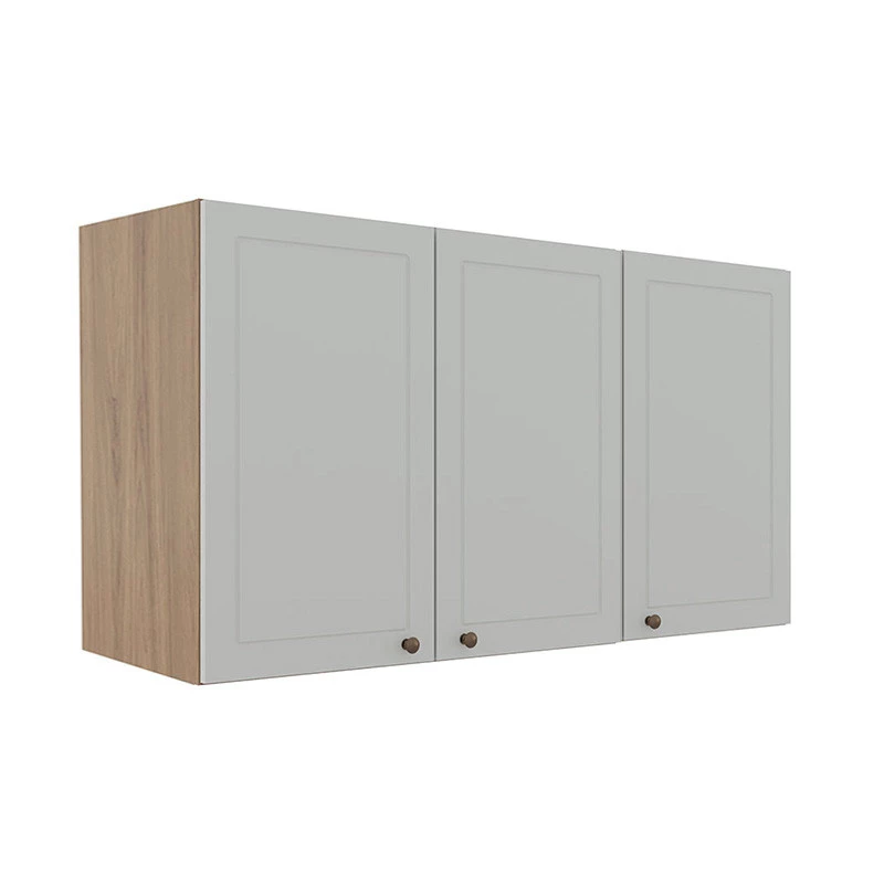 Módulo Armário Aéreo 68x120x56cm 3 Portas 100% MDF Cozinha Provence Robel Hanover/Branco Matte