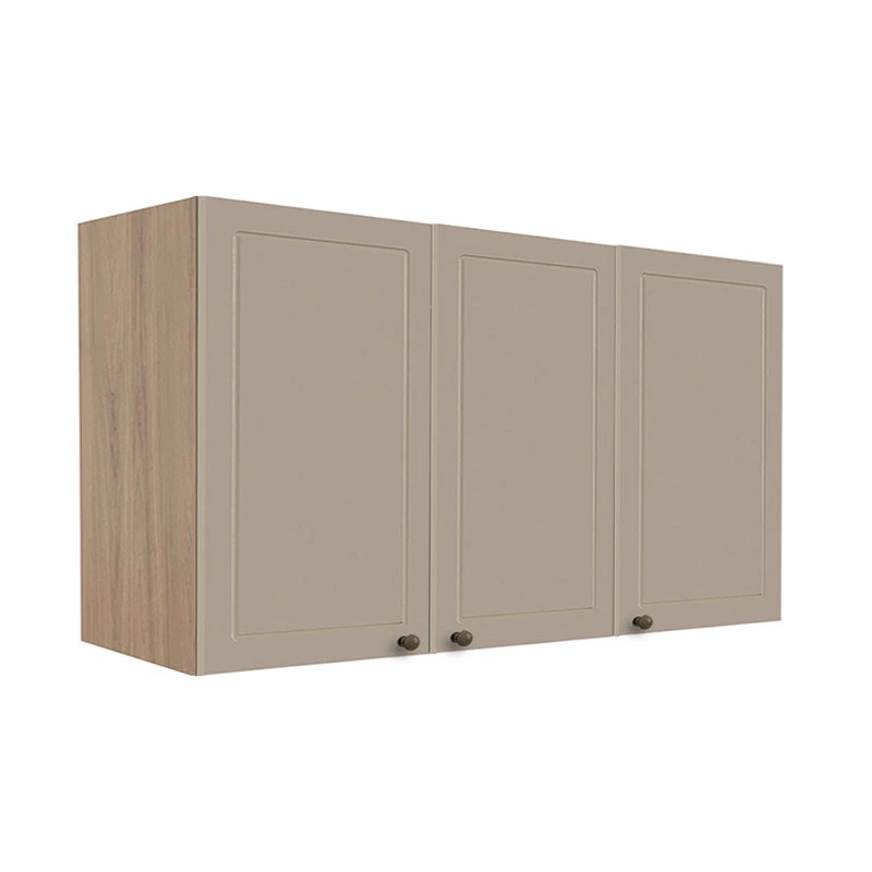 Módulo Armário Aéreo 68x120x56cm 3 Portas 100% MDF Cozinha Provence Robel Hanover/Fendi Matte