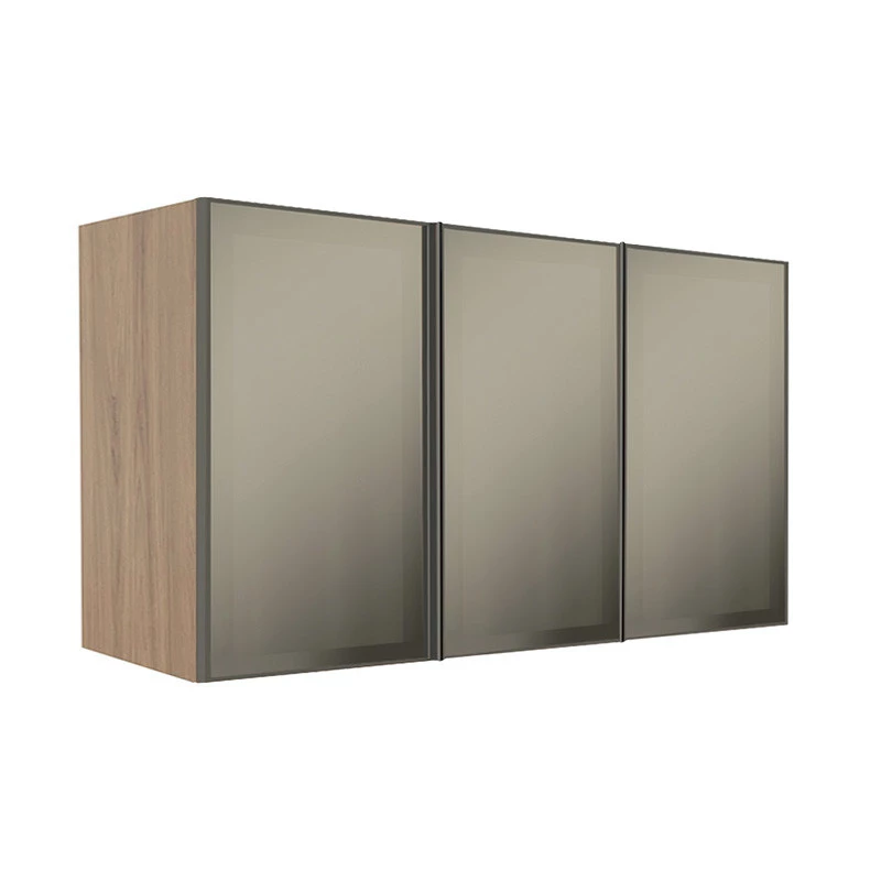 Módulo Armário Aéreo 68x120x56cm 3 Portas Vidro Reflecta Cozinha Modulada Robel Hanover