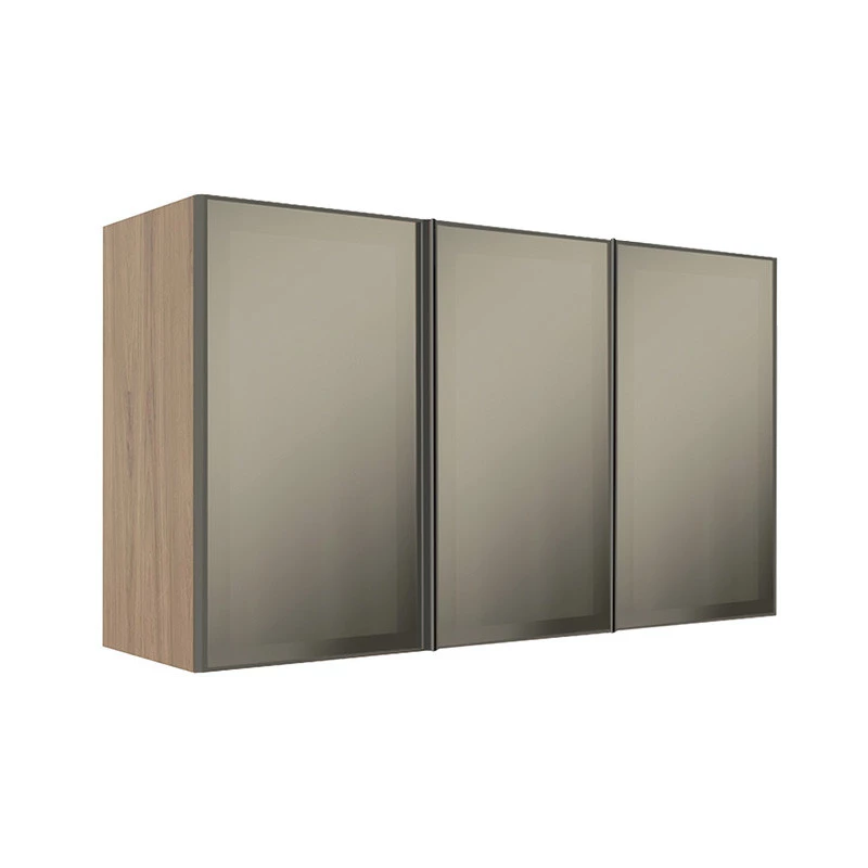 Módulo Armário Aéreo 68x120x34cm 3 Portas Vidro Reflecta Cozinha Modulada Robel Hanover
