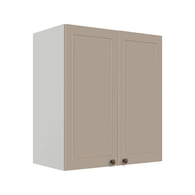 Módulo Armário Aéreo 68x60x34cm 2 Portas 100% MDF Cozinha Modulada Provence Robel Branco/Fendi Matte