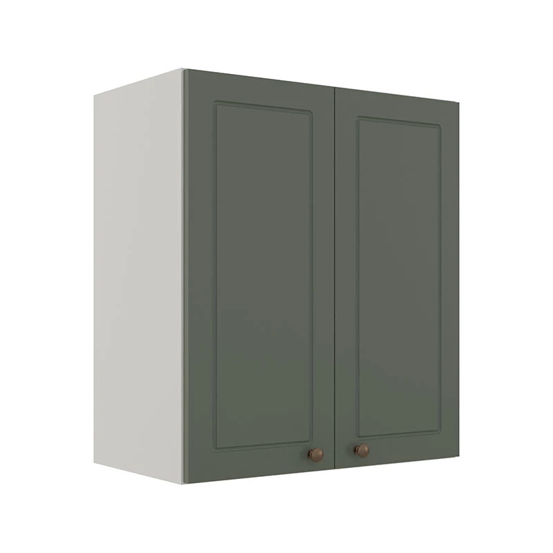 Módulo Armário Aéreo 68x60x34cm 2 Portas 100% MDF Cozinha Modulada Provence Robel Branco/Salvia Matte
