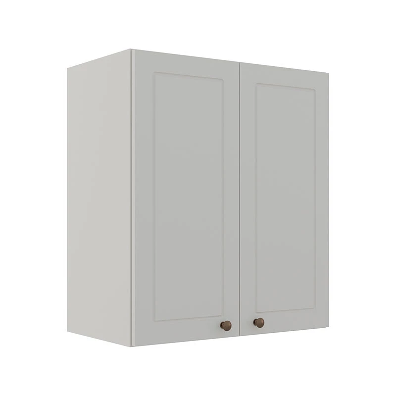 Módulo Armário Aéreo 68x60x34cm 2 Portas 100% MDF Cozinha Modulada Provence Robel Branco/Branco Matte