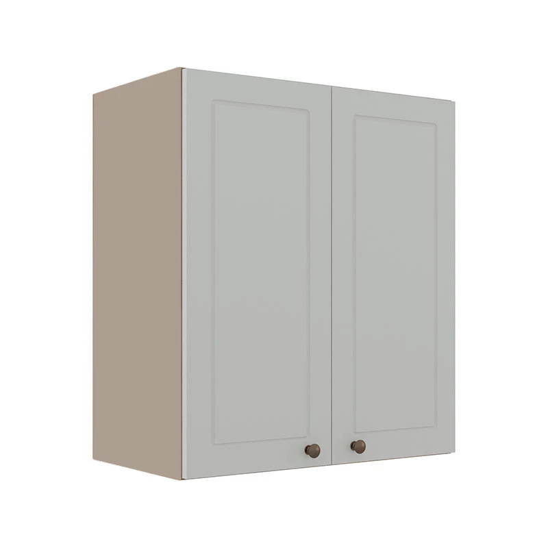 Módulo Armário Aéreo 68x60x34cm 2 Portas 100% MDF Cozinha Modulada Provence Robel Fendi/Branco Matte