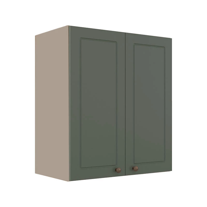 Módulo Armário Aéreo 68x60x34cm 2 Portas 100% MDF Cozinha Modulada Provence Robel Fendi/Salvia Matte