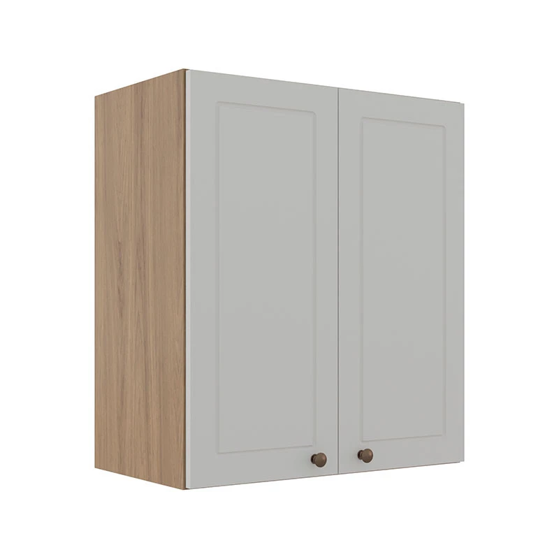 Módulo Armário Aéreo 68x60x34cm 2 Portas 100% MDF Cozinha Modulada Provence Robel Hanover/Branco Matte