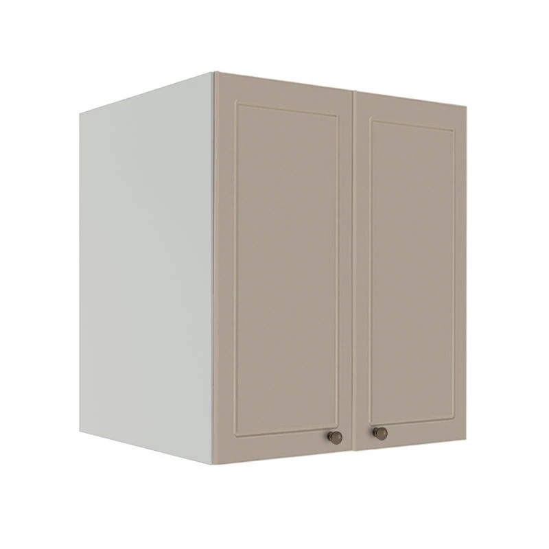 Módulo Armário Aéreo 68x60x56cm 2 Portas 100% MDF Cozinha Provence Robel Branco/Fendi Matte