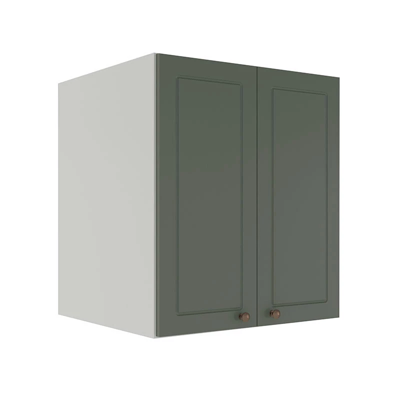 Módulo Armário Aéreo 68x60x56cm 2 Portas 100% MDF Cozinha Provence Robel Branco/Sálvia Matte