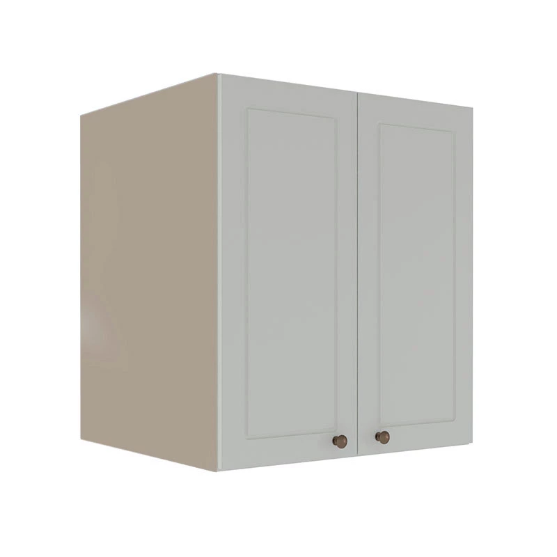 Módulo Armário Aéreo 68x60x56cm 2 Portas 100% MDF Cozinha Provence Robel Fendi/Branco Matte