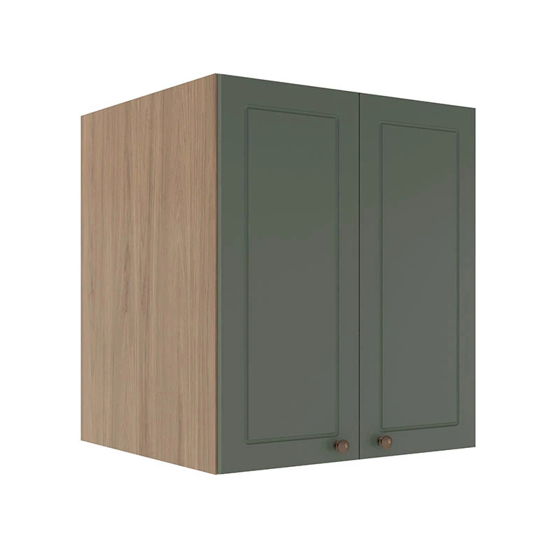 Módulo Armário Aéreo 68x60x56cm 2 Portas 100% MDF Cozinha Provence Robel Hanover/Sálvia Matte