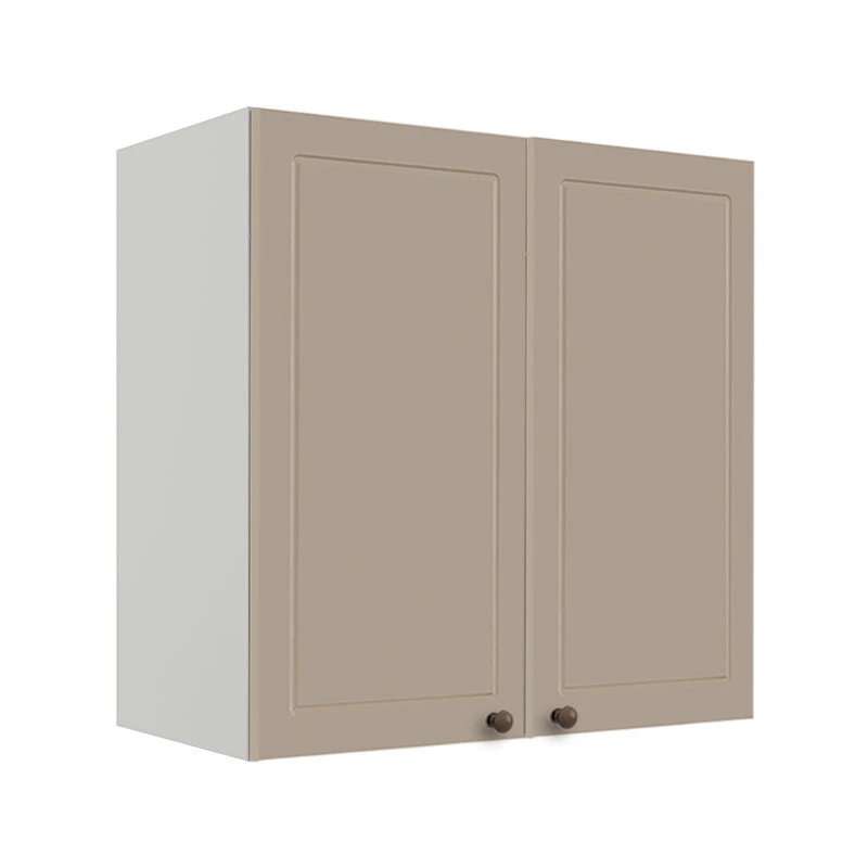 Módulo Armário Aéreo 68x70x34cm 2 Portas 100% MDF Cozinha Modulada Provence Robel Branco/Fendi Matte
