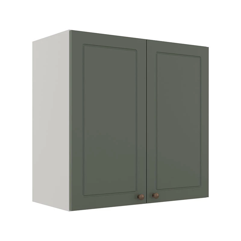 Módulo Armário Aéreo 68x70x34cm 2 Portas 100% MDF Cozinha Modulada Provence Robel Branco/Salvia Matte