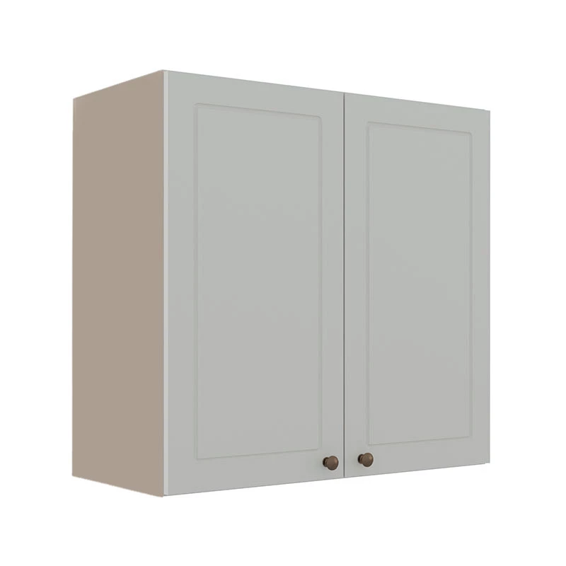 Módulo Armário Aéreo 68x70x34cm 2 Portas 100% MDF Cozinha Modulada Provence Robel Fendi/Branco Matte