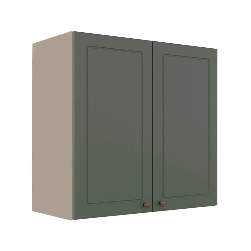 Módulo Armário Aéreo 68x70x34cm 2 Portas 100% MDF Cozinha Modulada Provence Robel Fendi/Salvia Matte