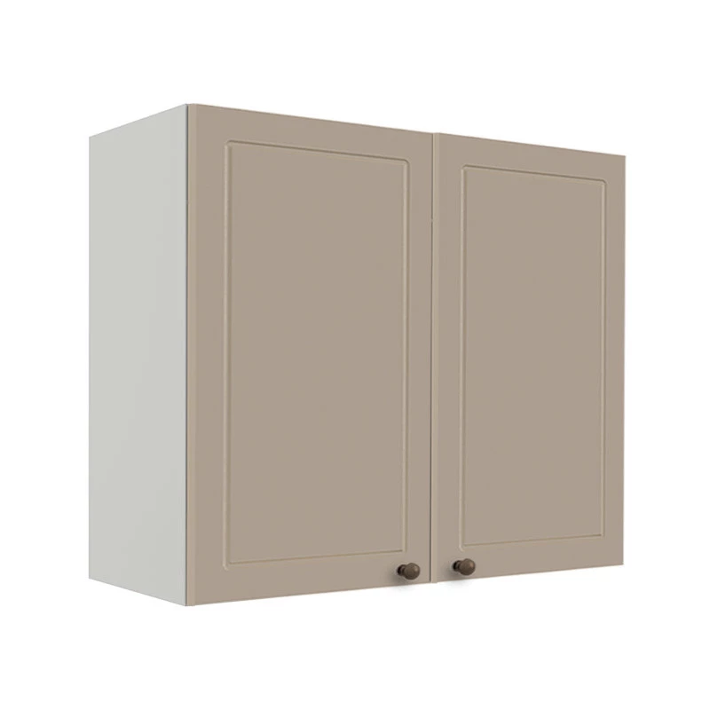 Módulo Armário Aéreo 68x80x34cm 2 Portas 100% MDF Cozinha Modulada Provence Robel Branco/Fendi Matte