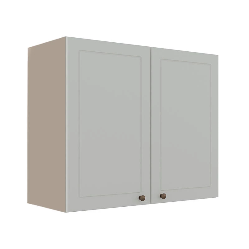 Módulo Armário Aéreo 68x80x34cm 2 Portas 100% MDF Cozinha Modulada Provence Robel Fendi/Branco Matte