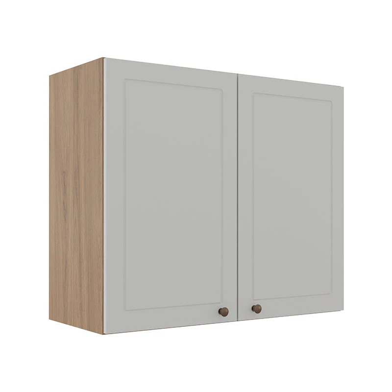 Módulo Armário Aéreo 68x80x34cm 2 Portas 100% MDF Cozinha Modulada Provence Robel Hanover/Branco Matte