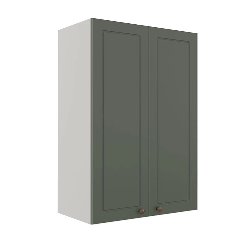 Módulo Armário Aéreo 88x60x34cm 2 Portas 100% MDF Cozinha Provence Robel Branco/Salvia Matte