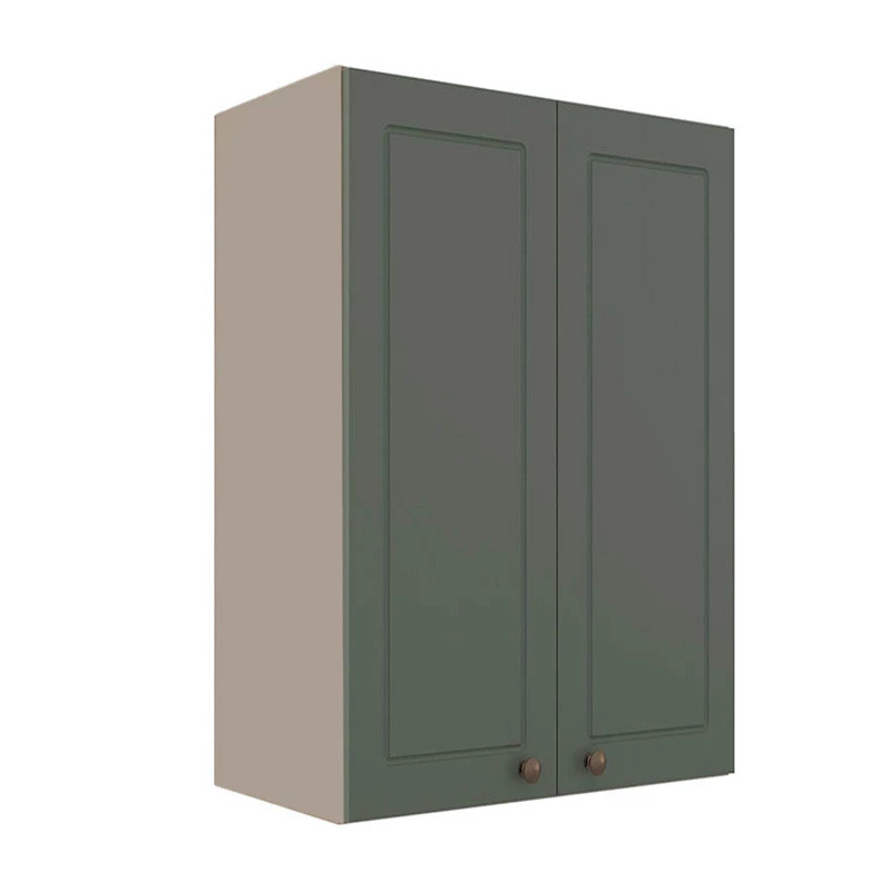 Módulo Armário Aéreo 88x60x34cm 2 Portas 100% MDF Cozinha Provence Robel Fendi/Salvia Matte