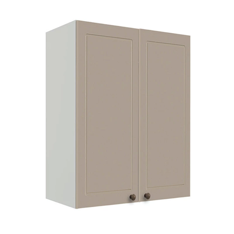 Módulo Armário Aéreo 88x70x34cm 2 Portas 100% MDF Cozinha Provence Robel Branco/Fendi Matte